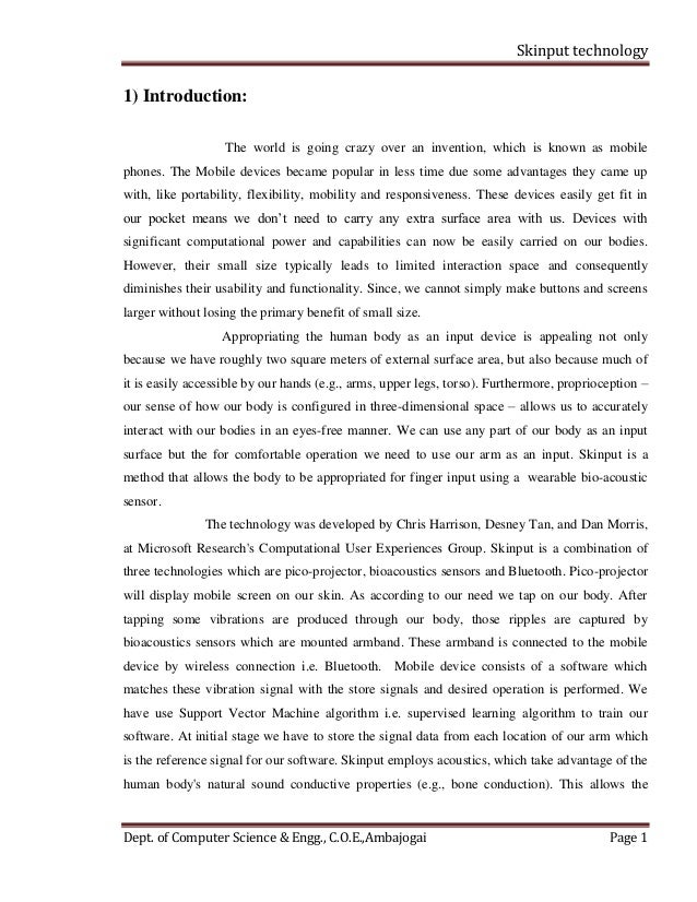 research paper on skinput technology research paper on skinput technology